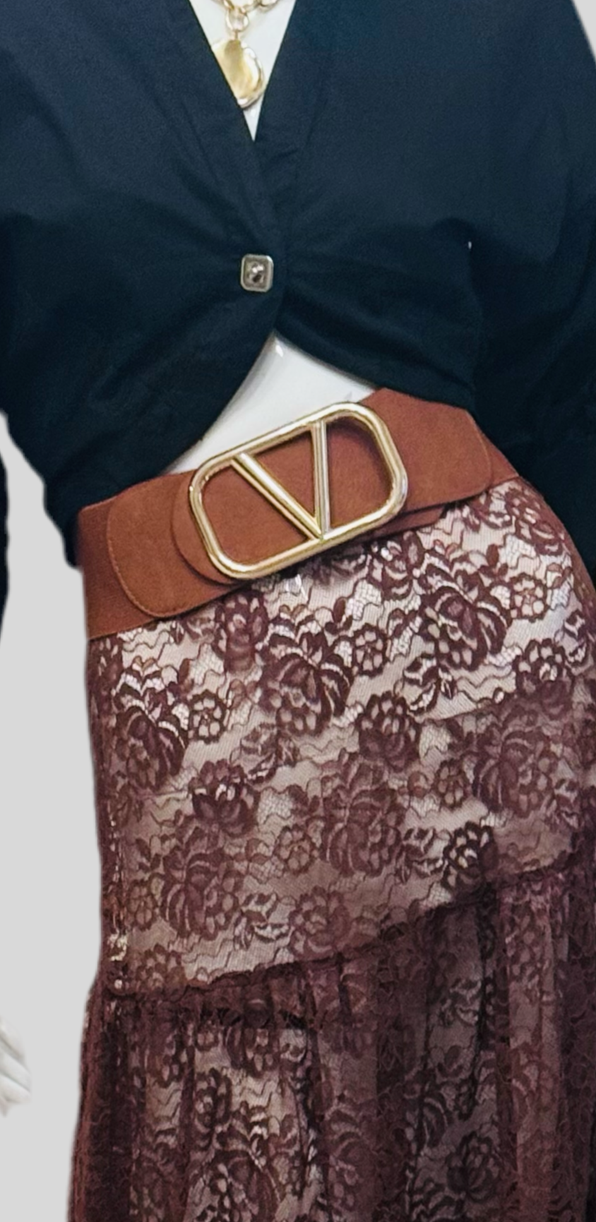 Brown Laced Long Skirt