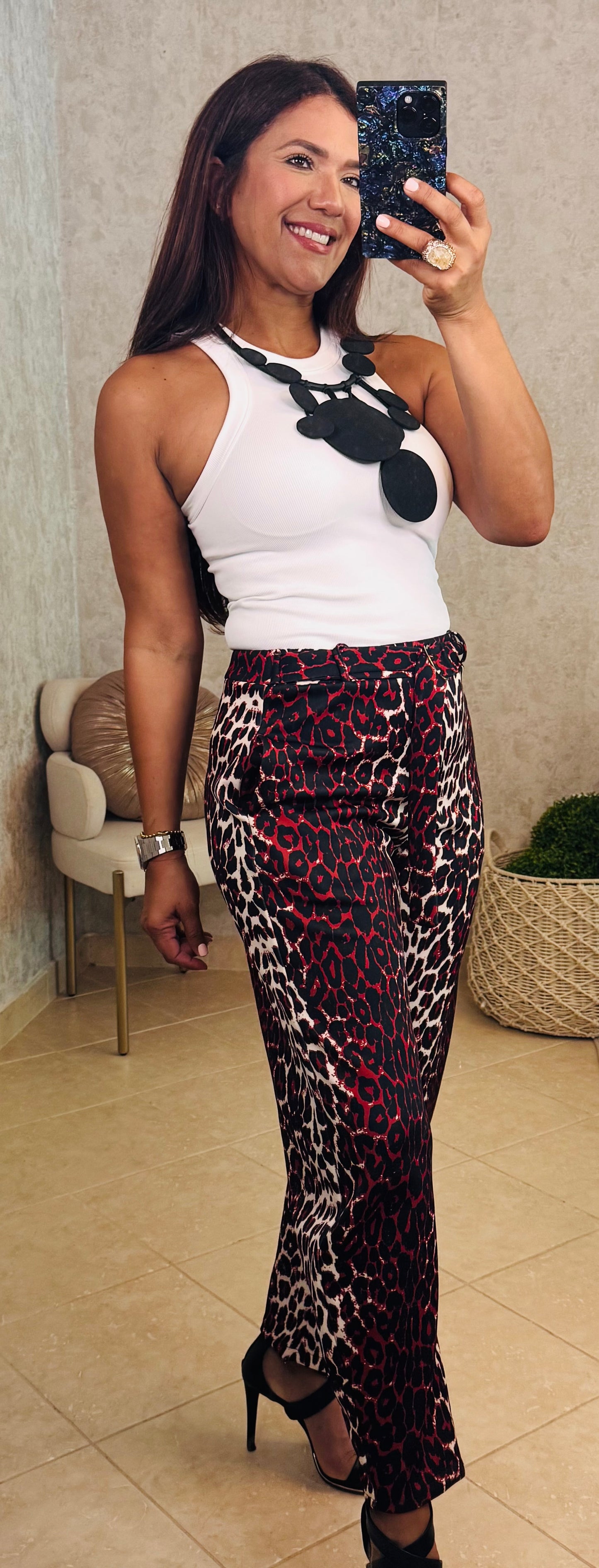 Burgundy-Leopard Pants