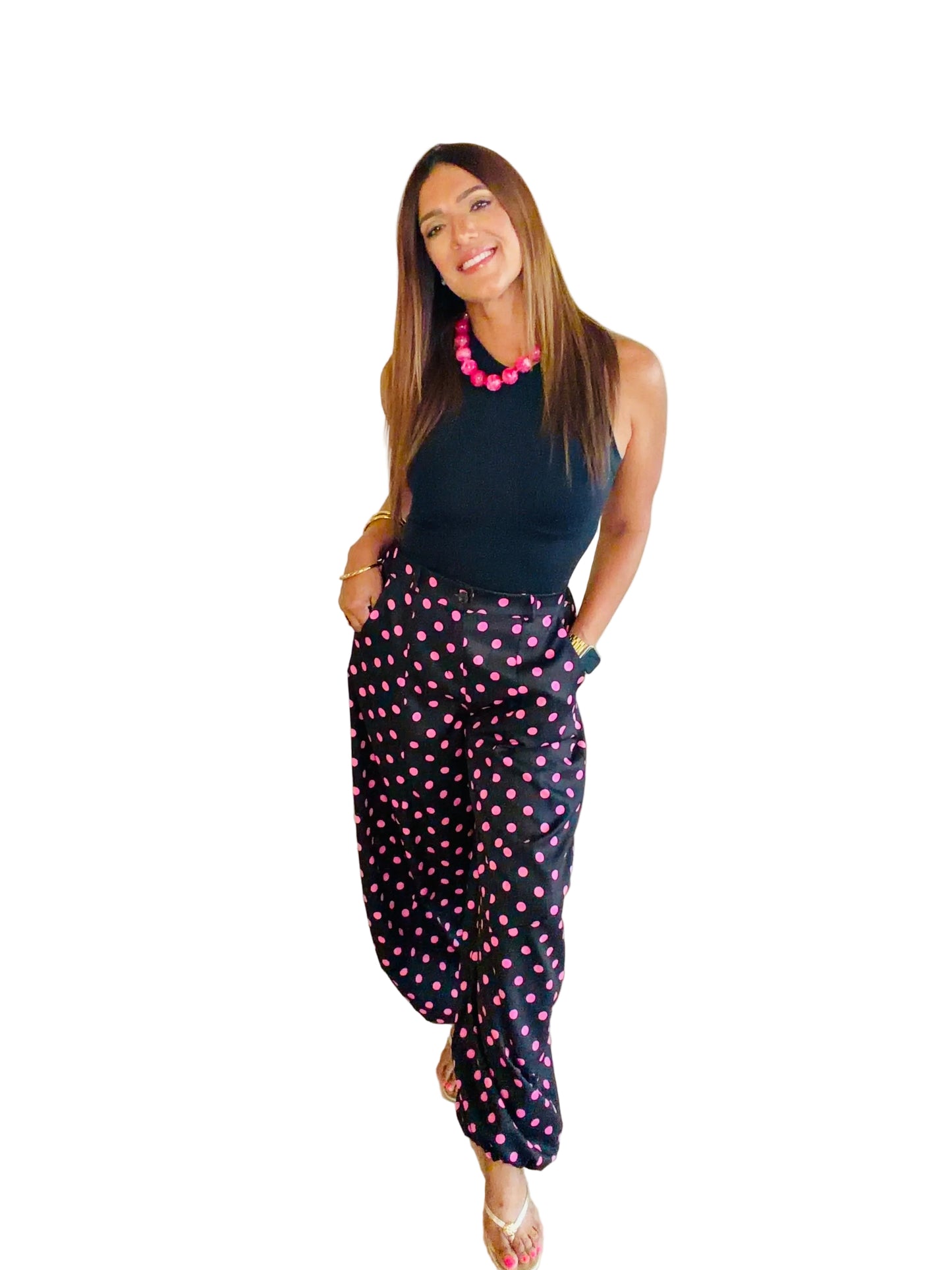 Pink Polkadots Baggy Pants/ Italian