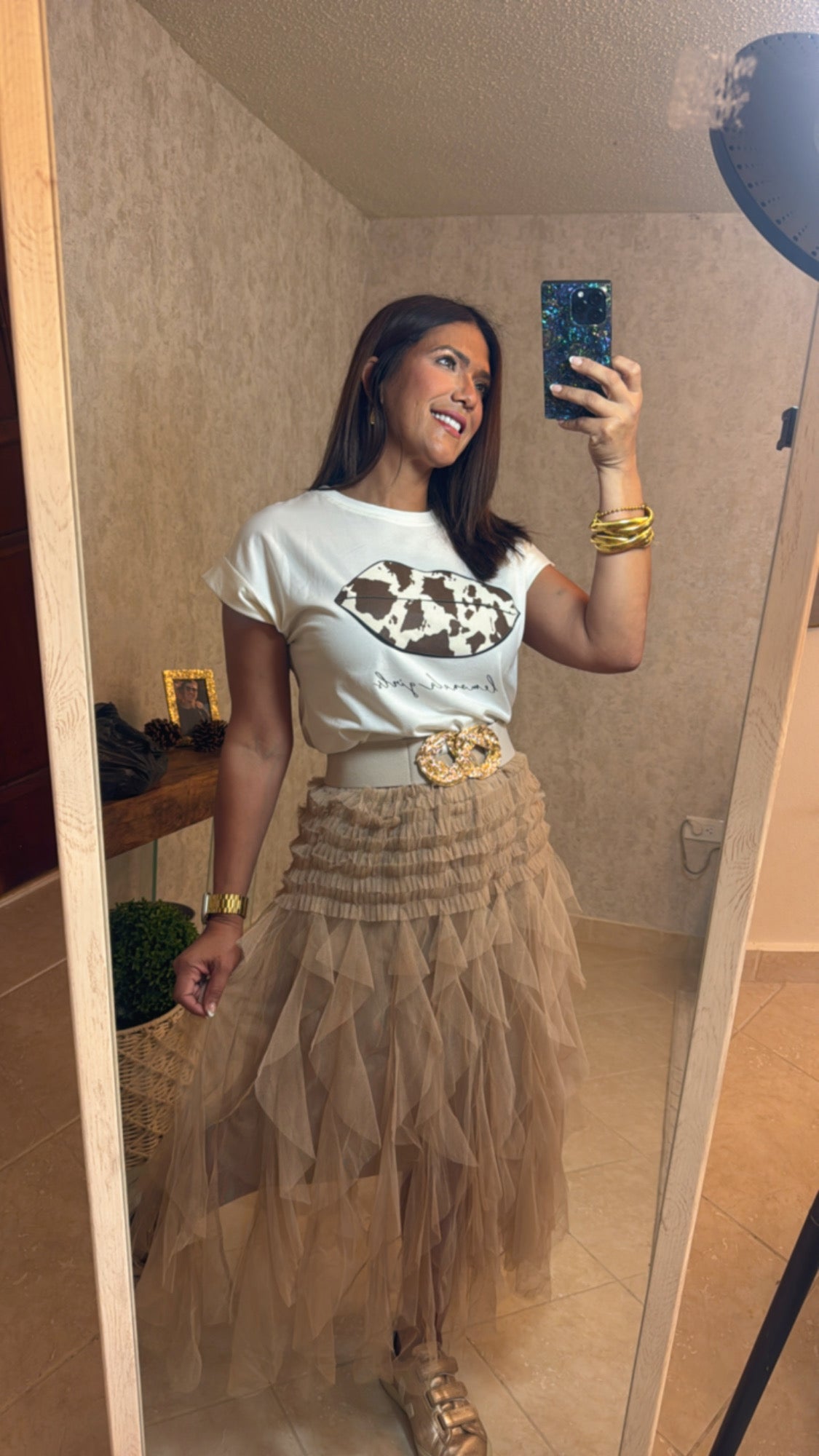 One Size Vaca Print T-Shirt