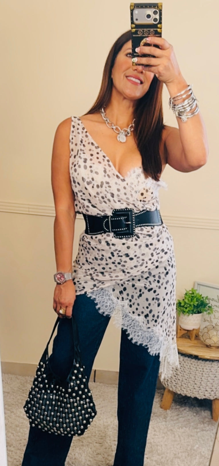 Asymmetric Polka Dot Top