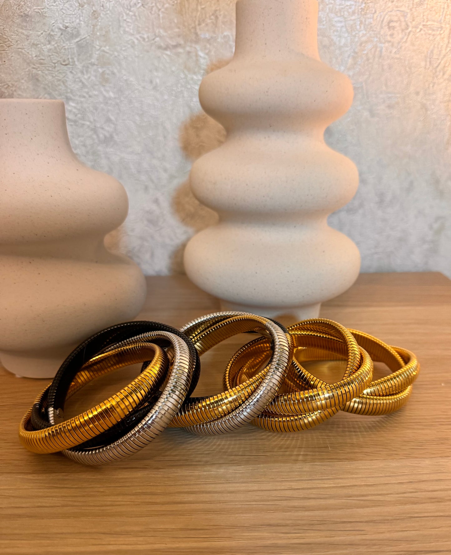 Stainless Steal Gold- Brazalete trio