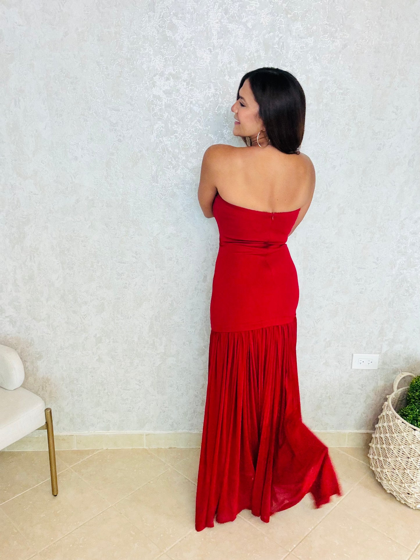 Lady in red dress