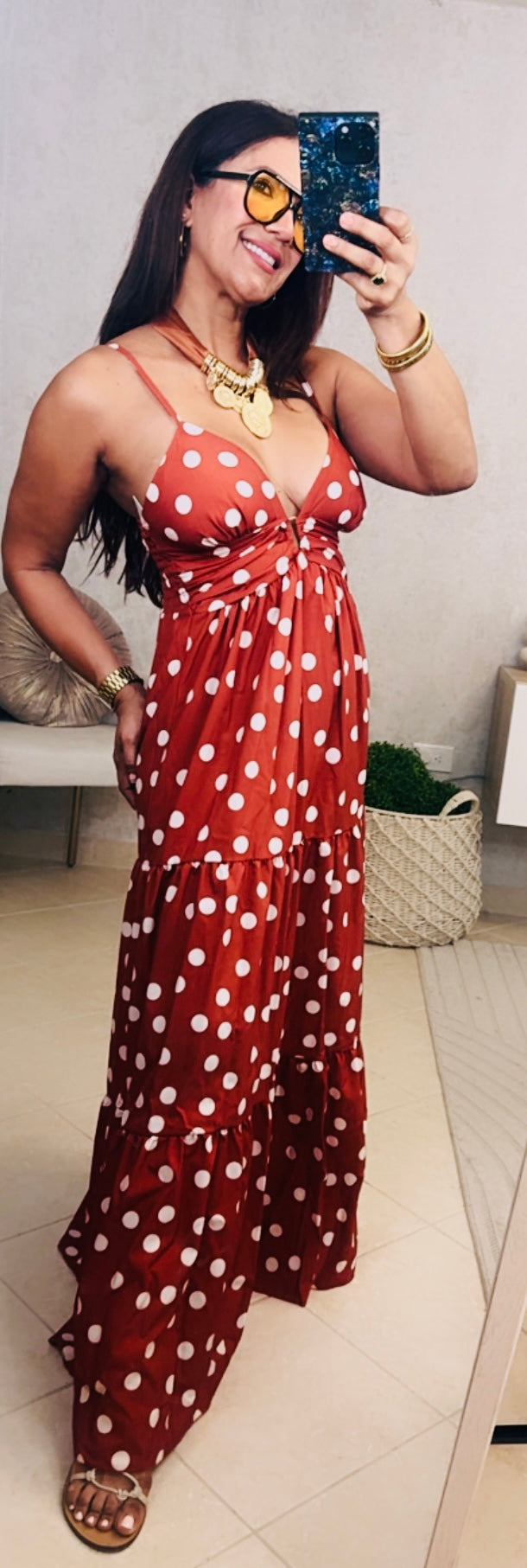 Green Dots Maxi-Dress