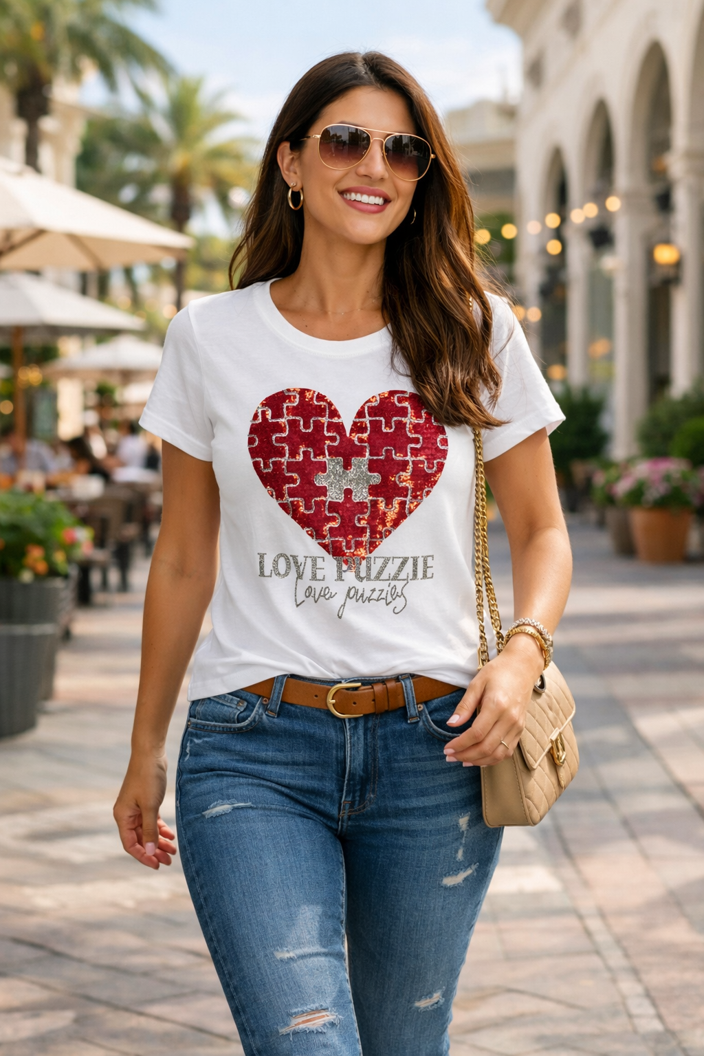 Love Puzzle Glitter Tee
