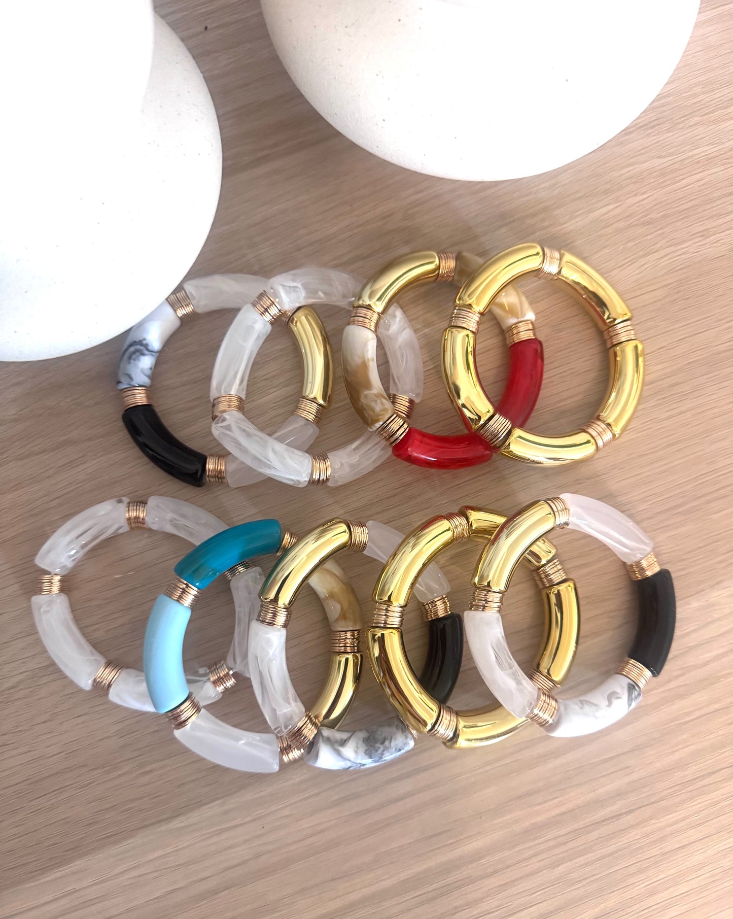 Acrilic Bamboo Tube Bracelets