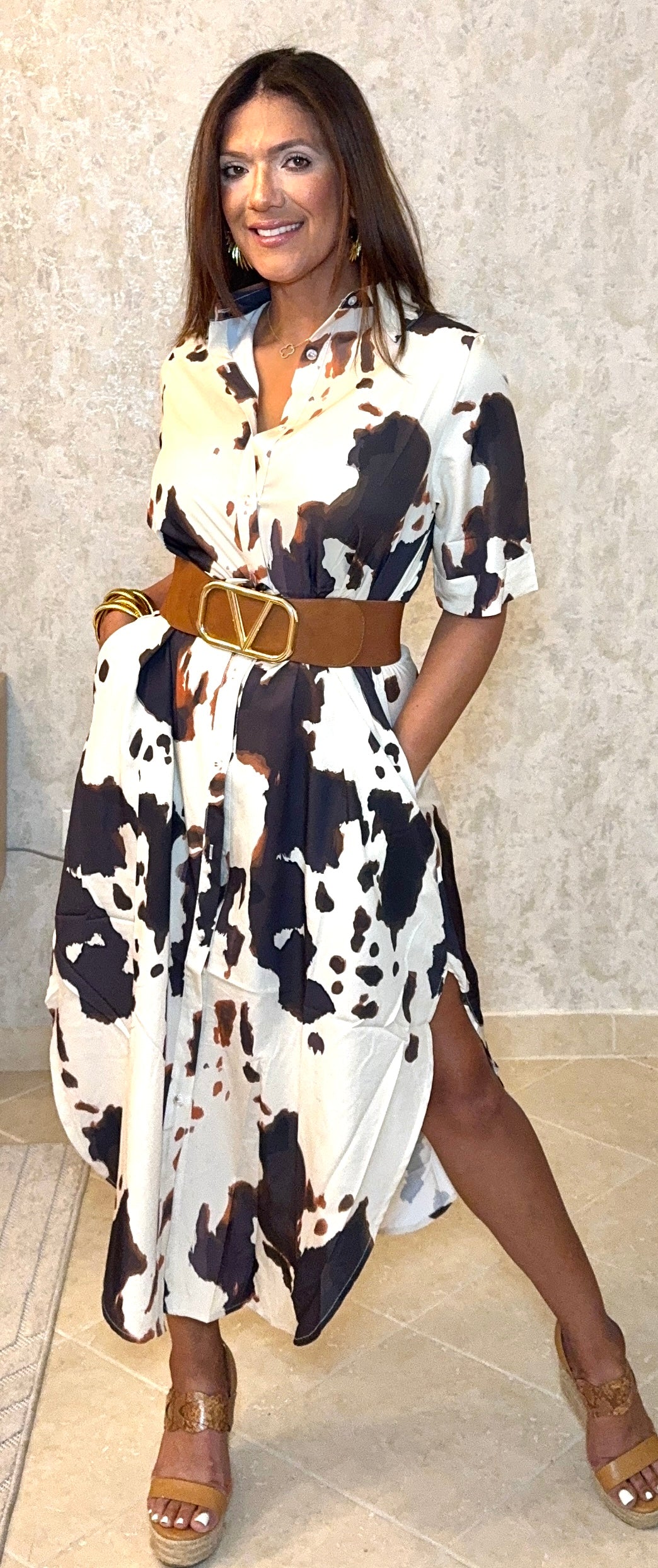 Maxi Dress Cow Print