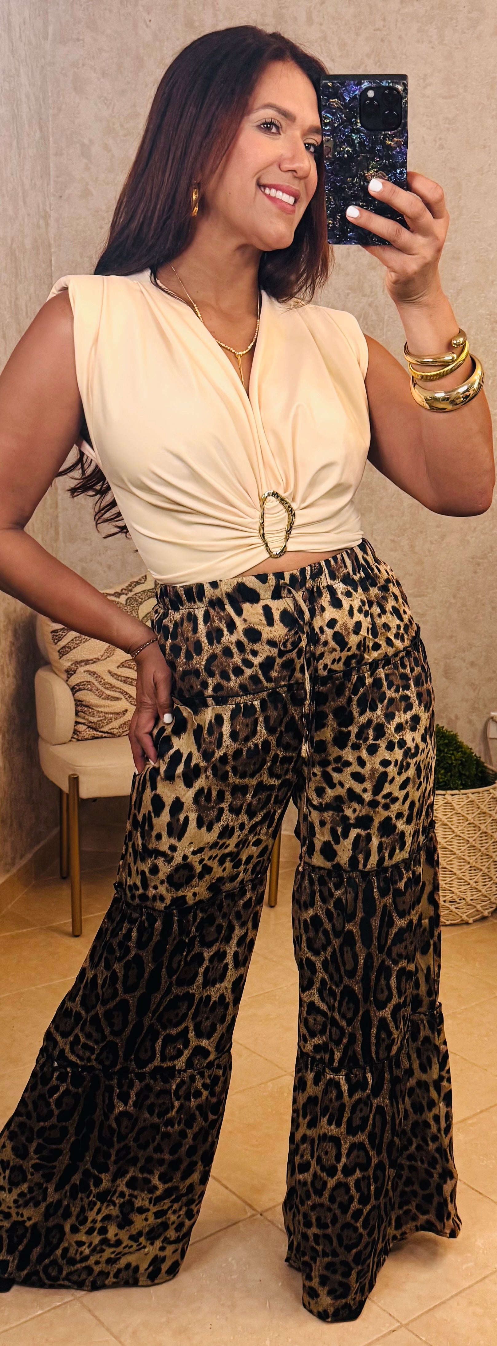 Beige with Gold Detail