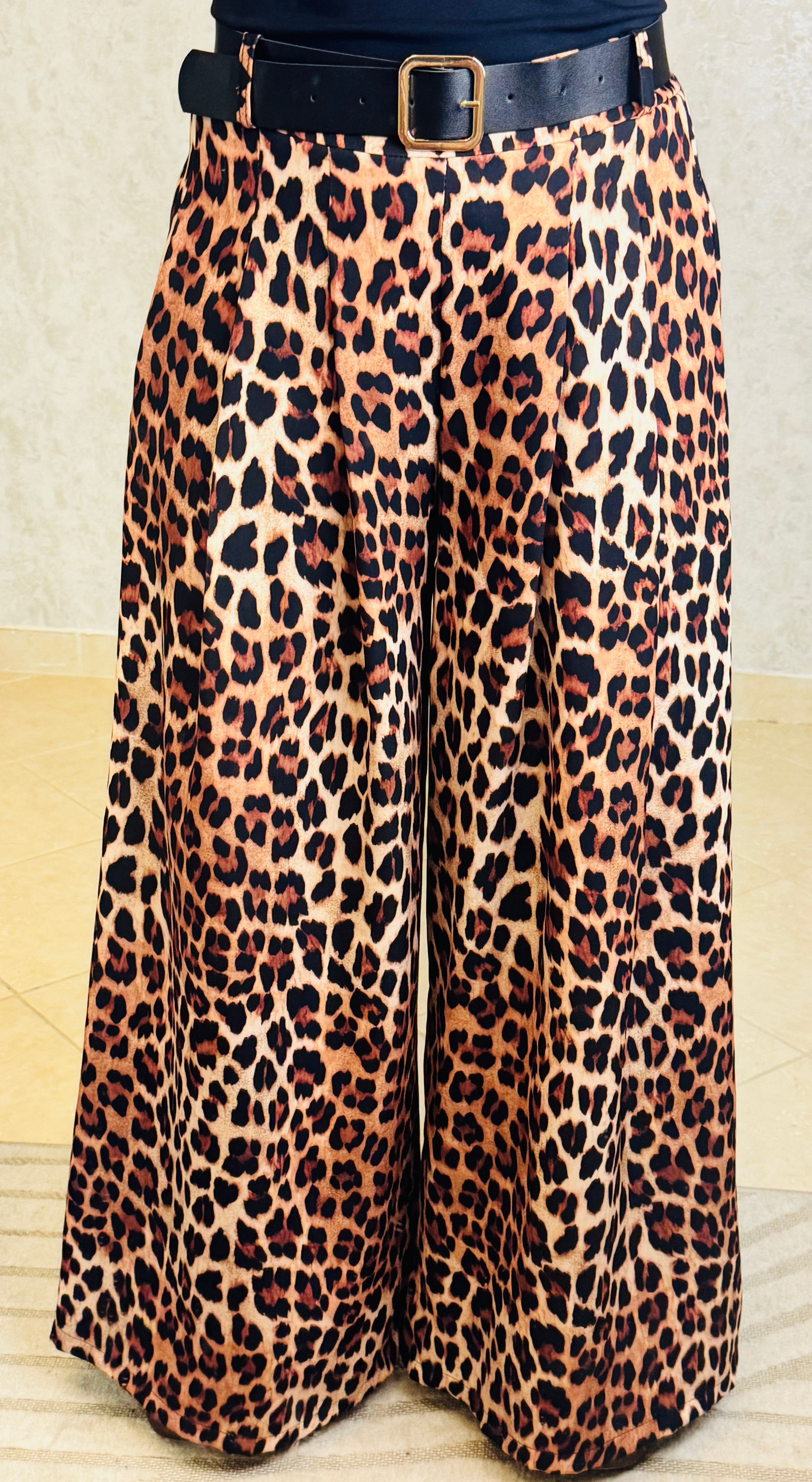 Wide-Leg Animal Print