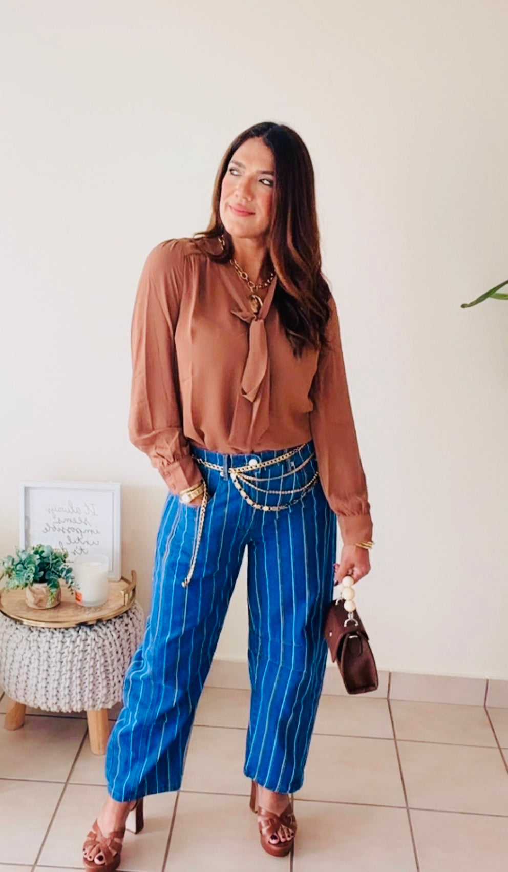 Stripe Barrel Pant