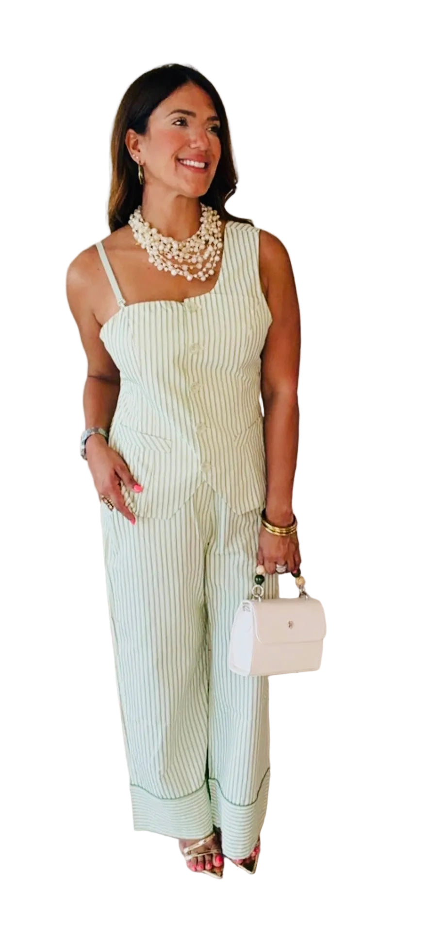 One Shoulder Stripe Set