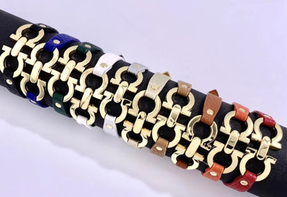 Leather woman bangle- Alloy plating
