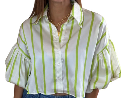 Puff Sleeve Cropped Blouse