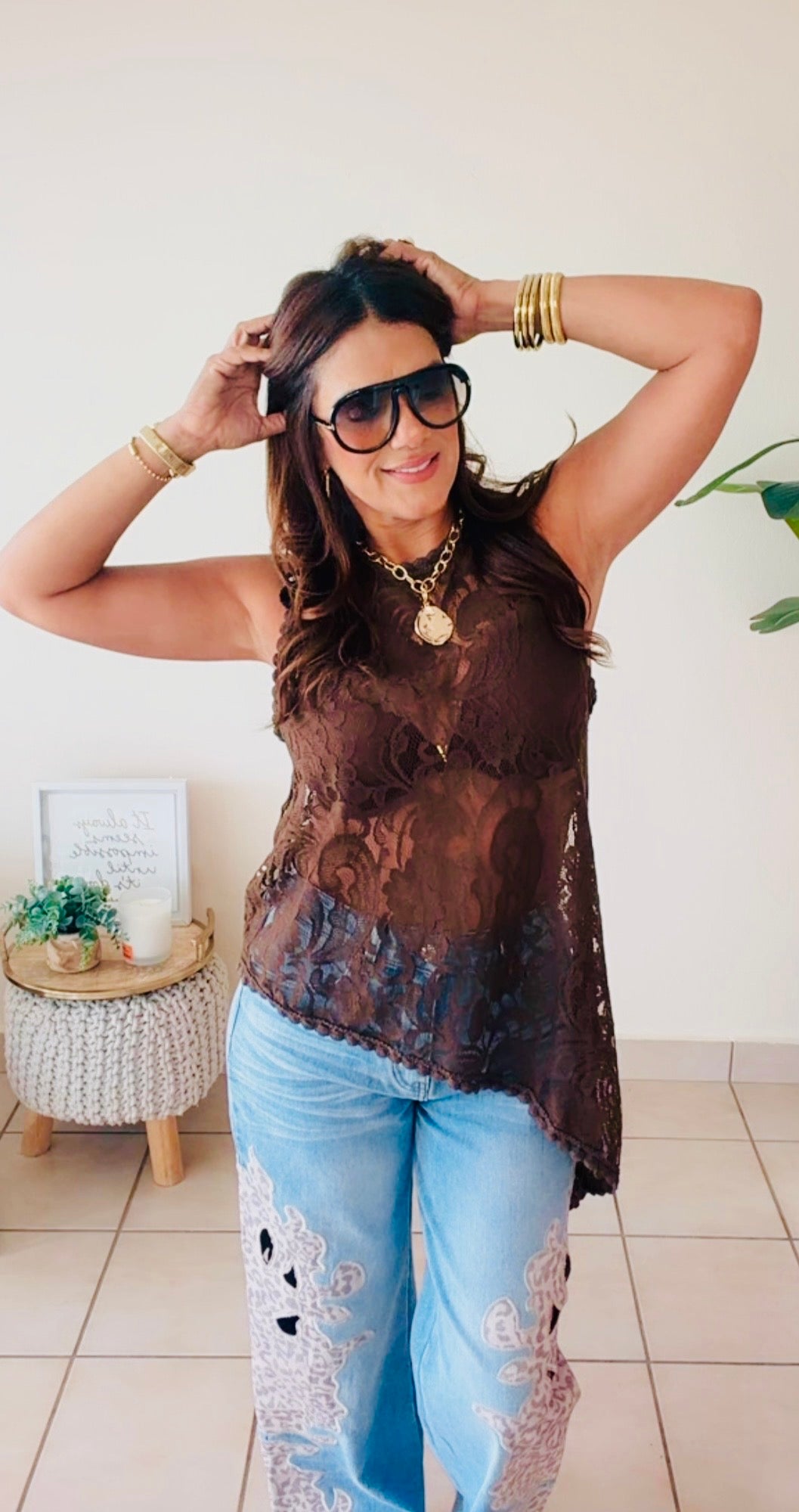 Chocolate Lace Top/ Italian