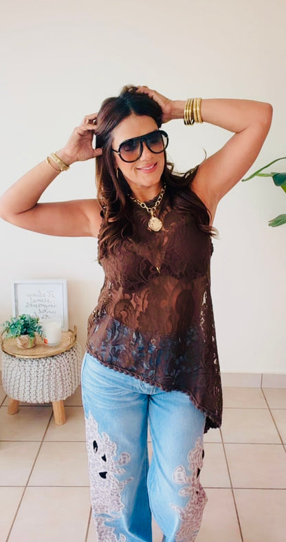 Chocolate Lace Top/ Italian
