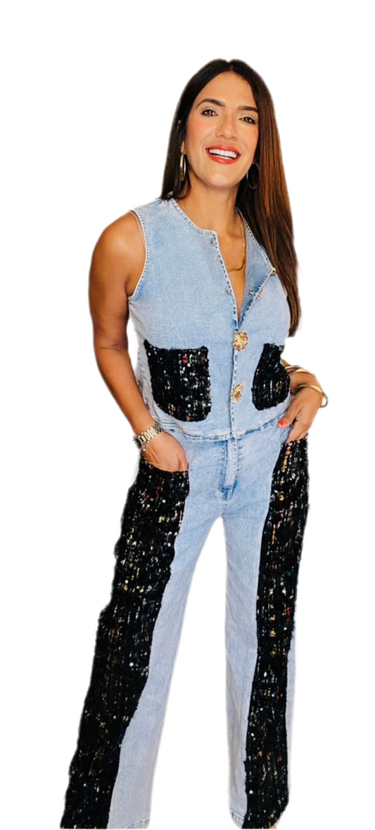 Black Spark Denim Set