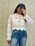 White Knit Long Sleeve Top