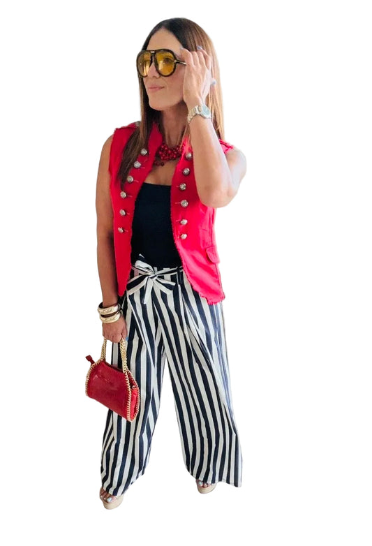 Striped Blue bow Pants
