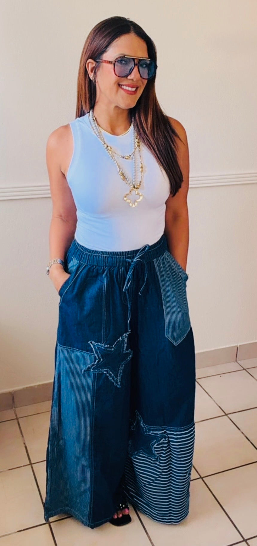 Star Parch Denim Pants