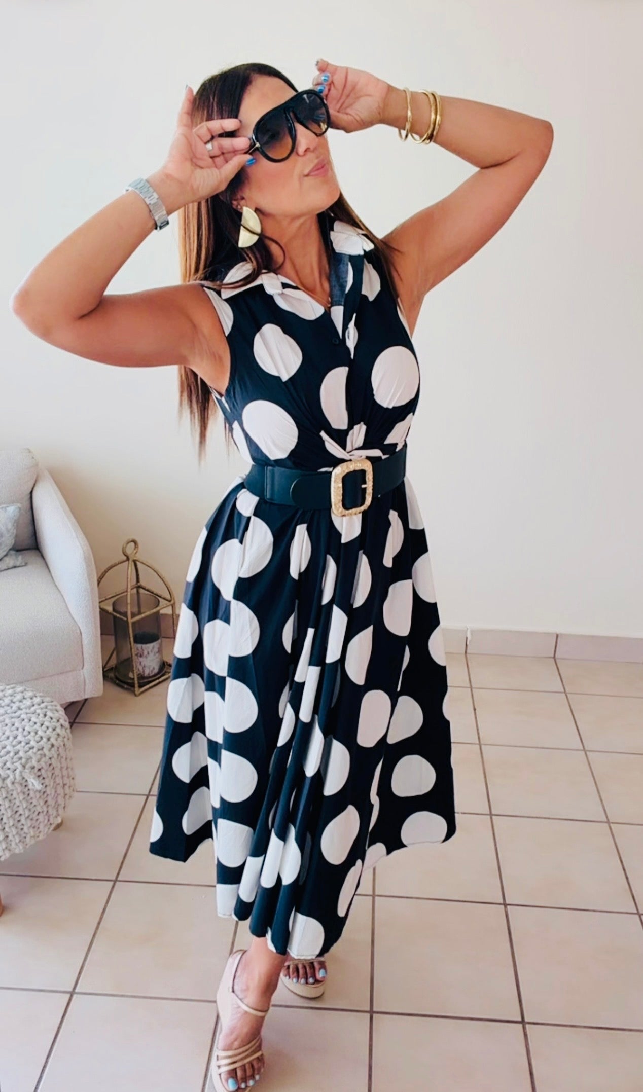 Black and White Polka Dress/Italian