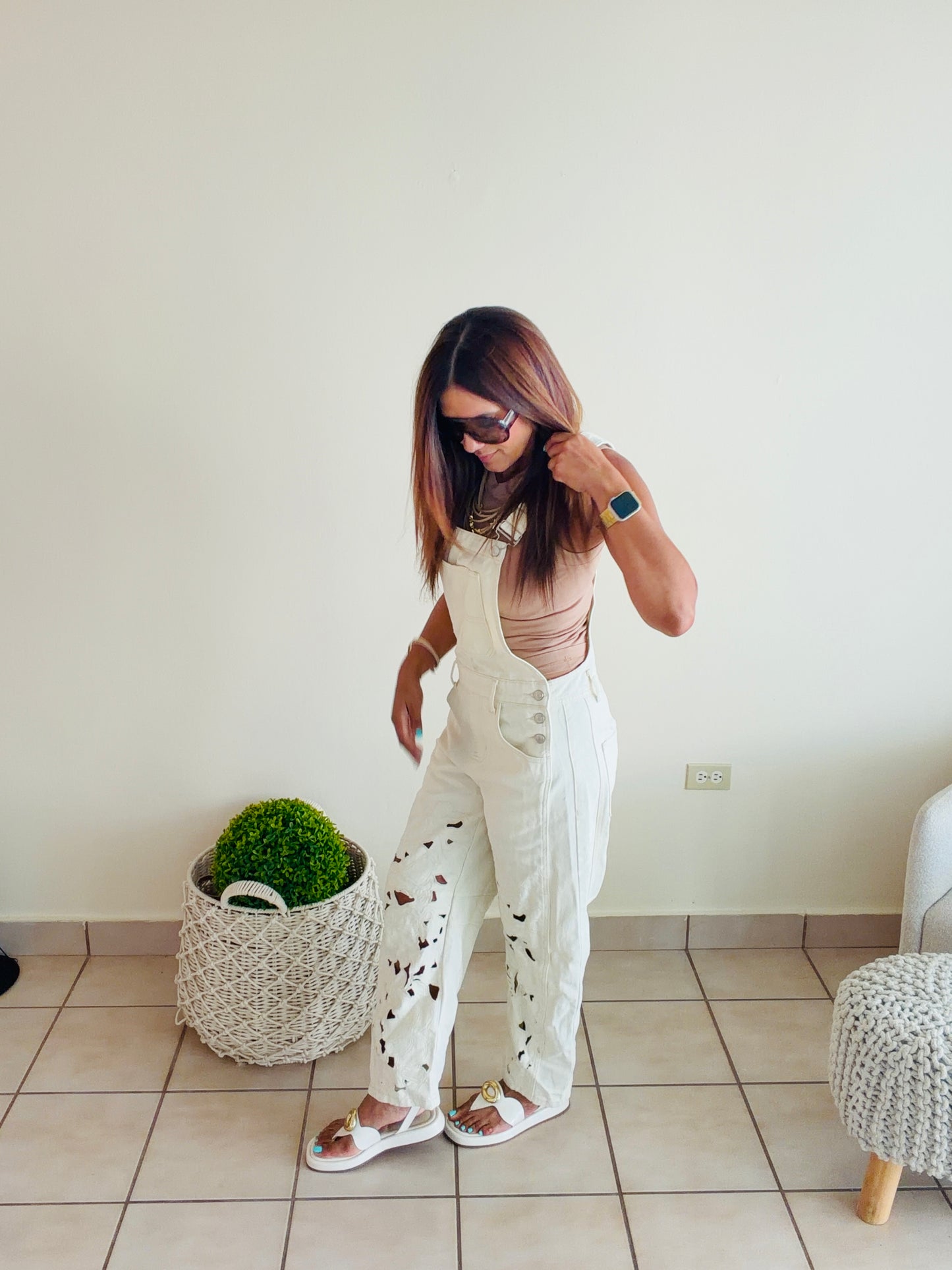 Embroidered Overall Jumpsuit