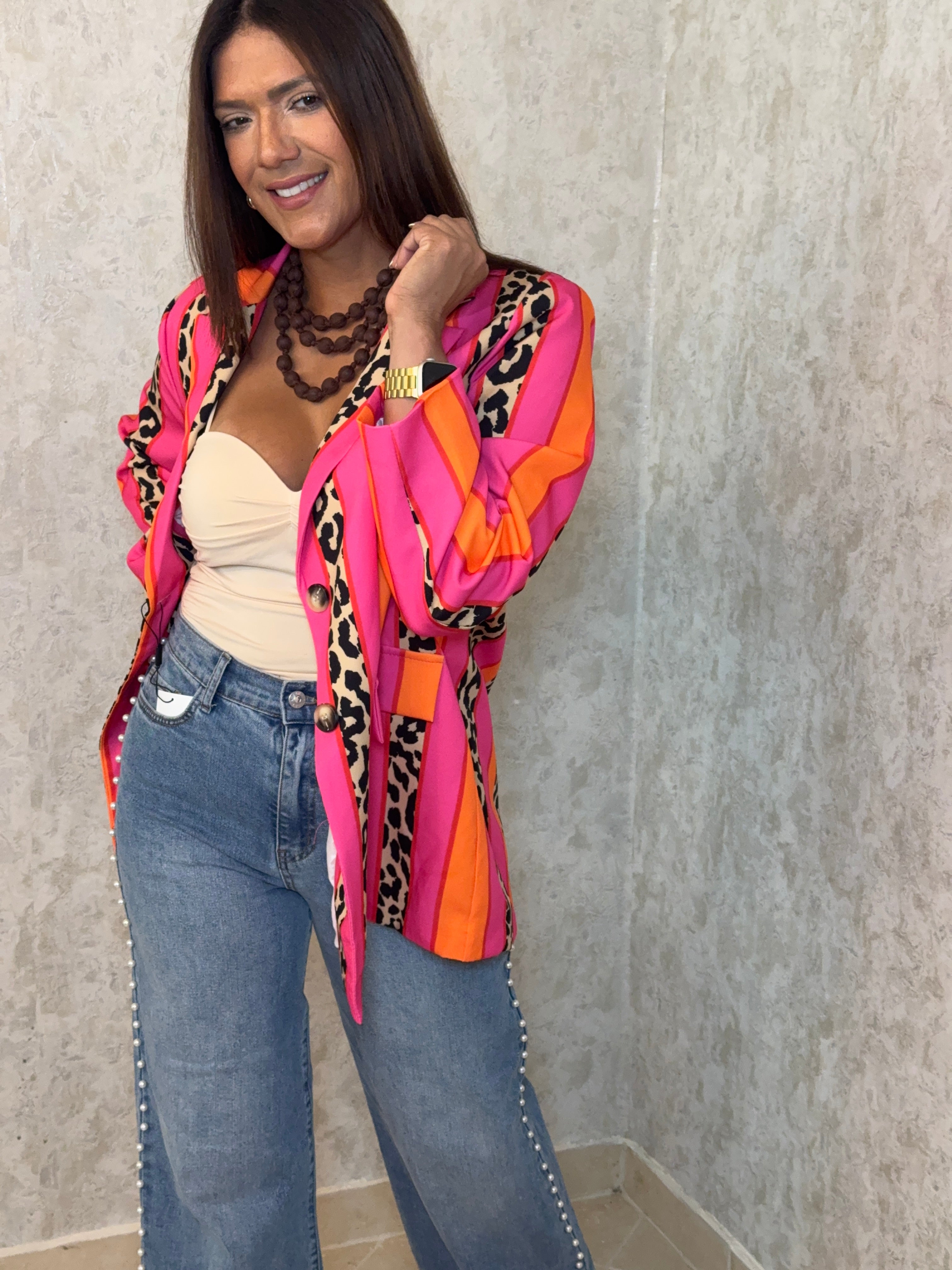 Blazer Leopart- Fushia print