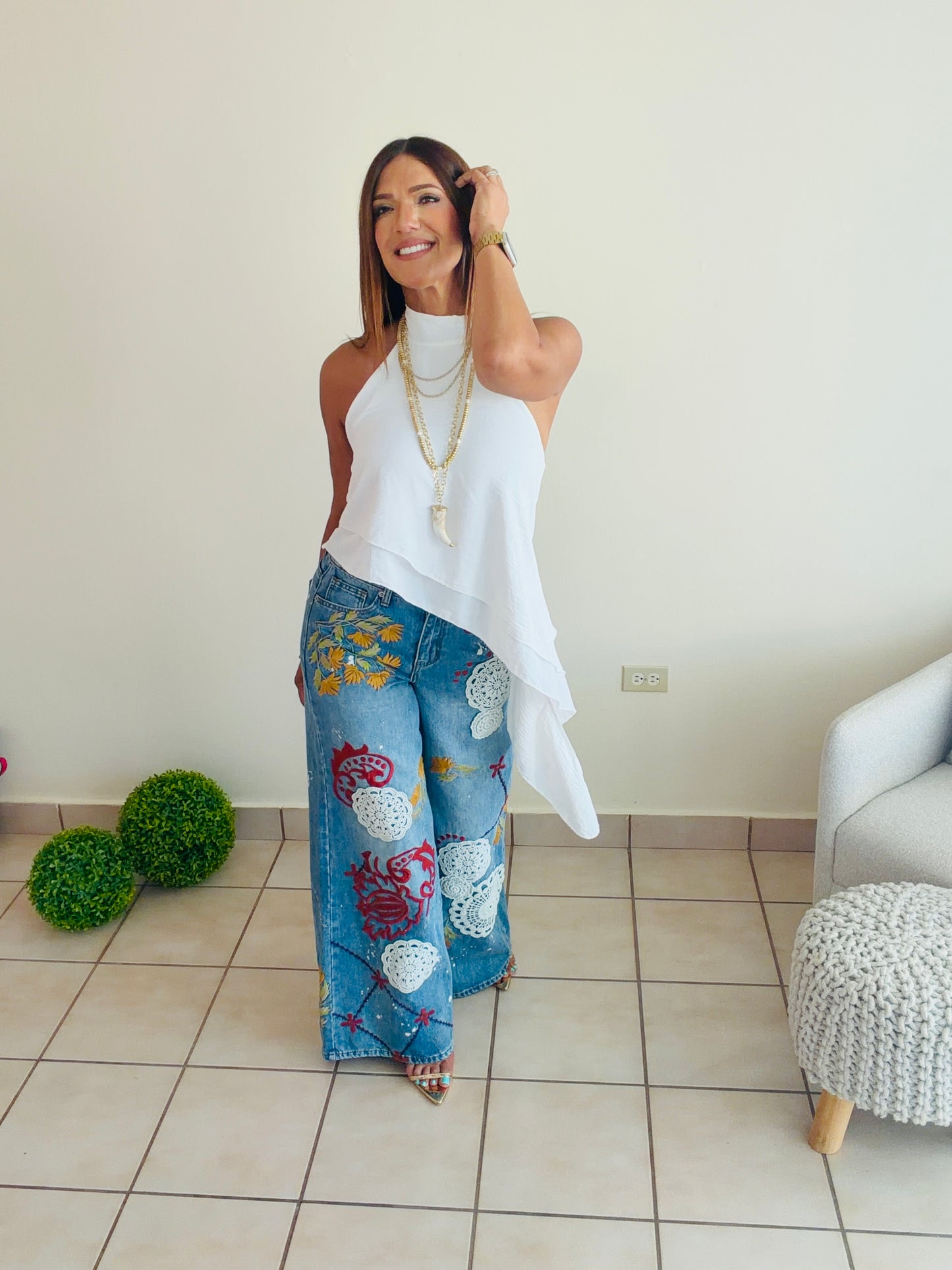 Embroidery Wide Leg Denim/ PRE-ORDER