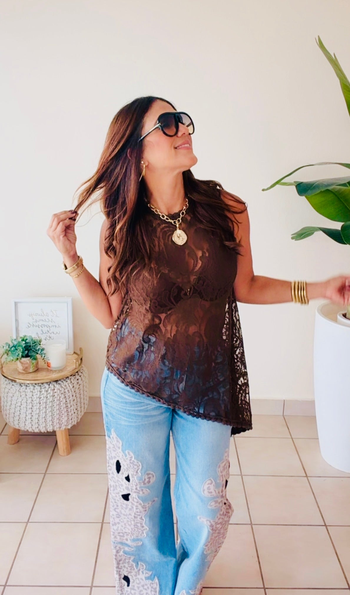 Chocolate Lace Top/ Italian