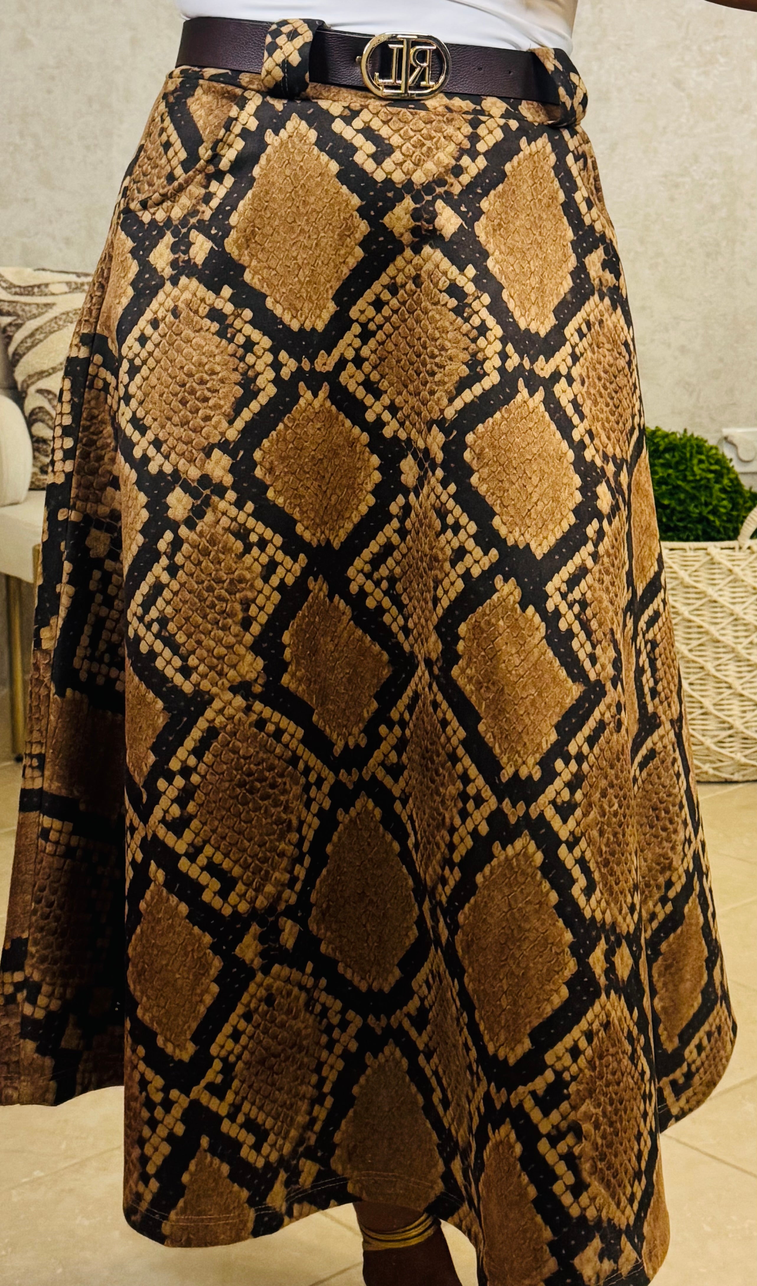 Snake Suede Skirt