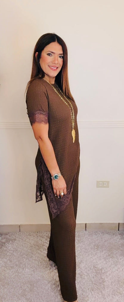 Mocha Italian Lace set
