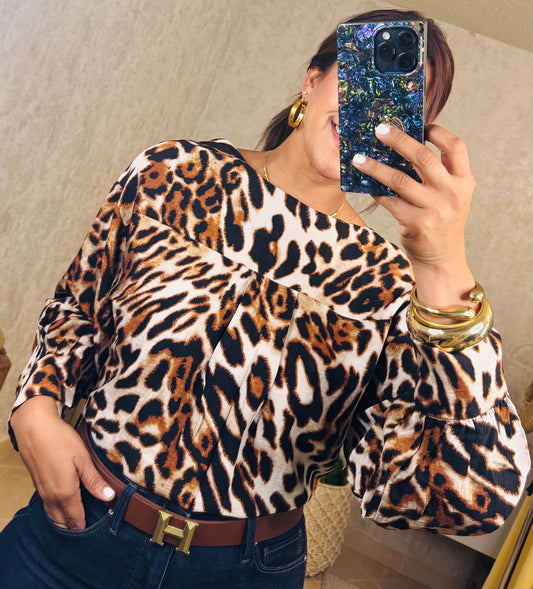 Leopard long sleeve blouse