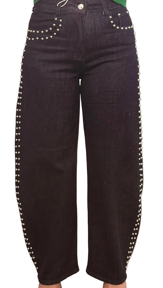 Milano Stud Barrel Jeans-Italian
