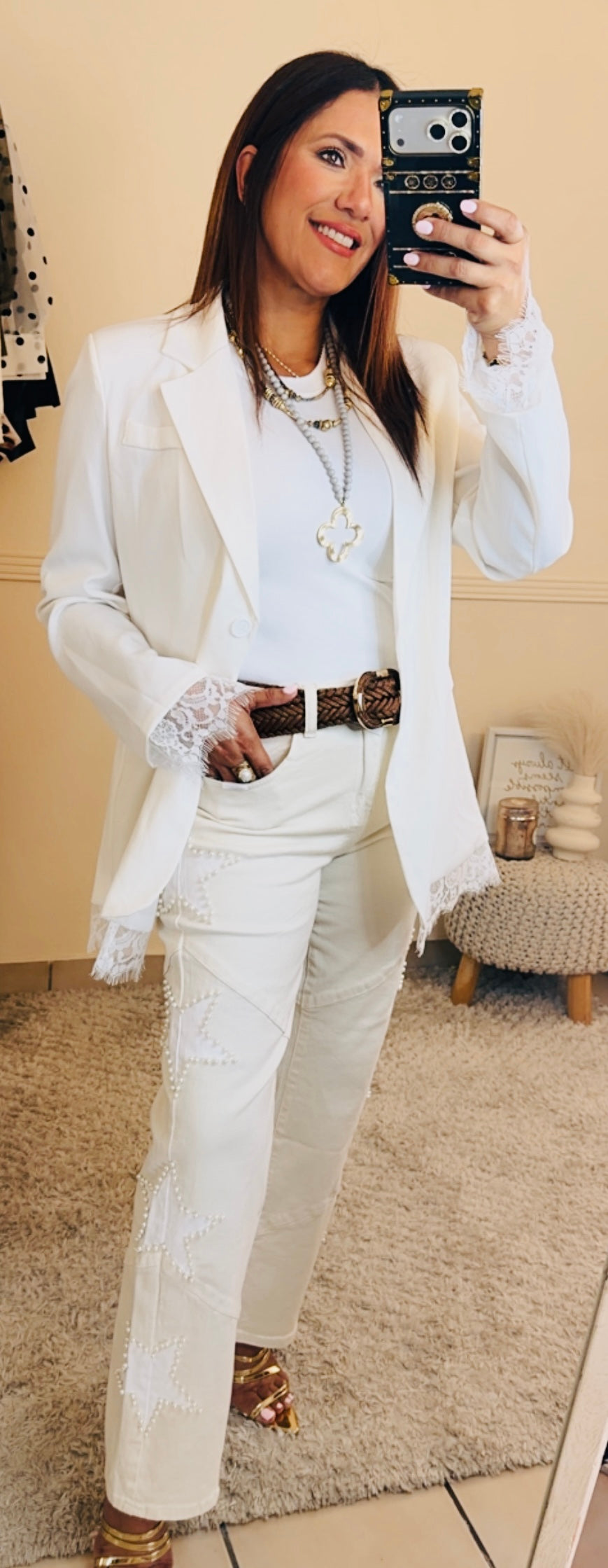 Italian Lace Blazer/White