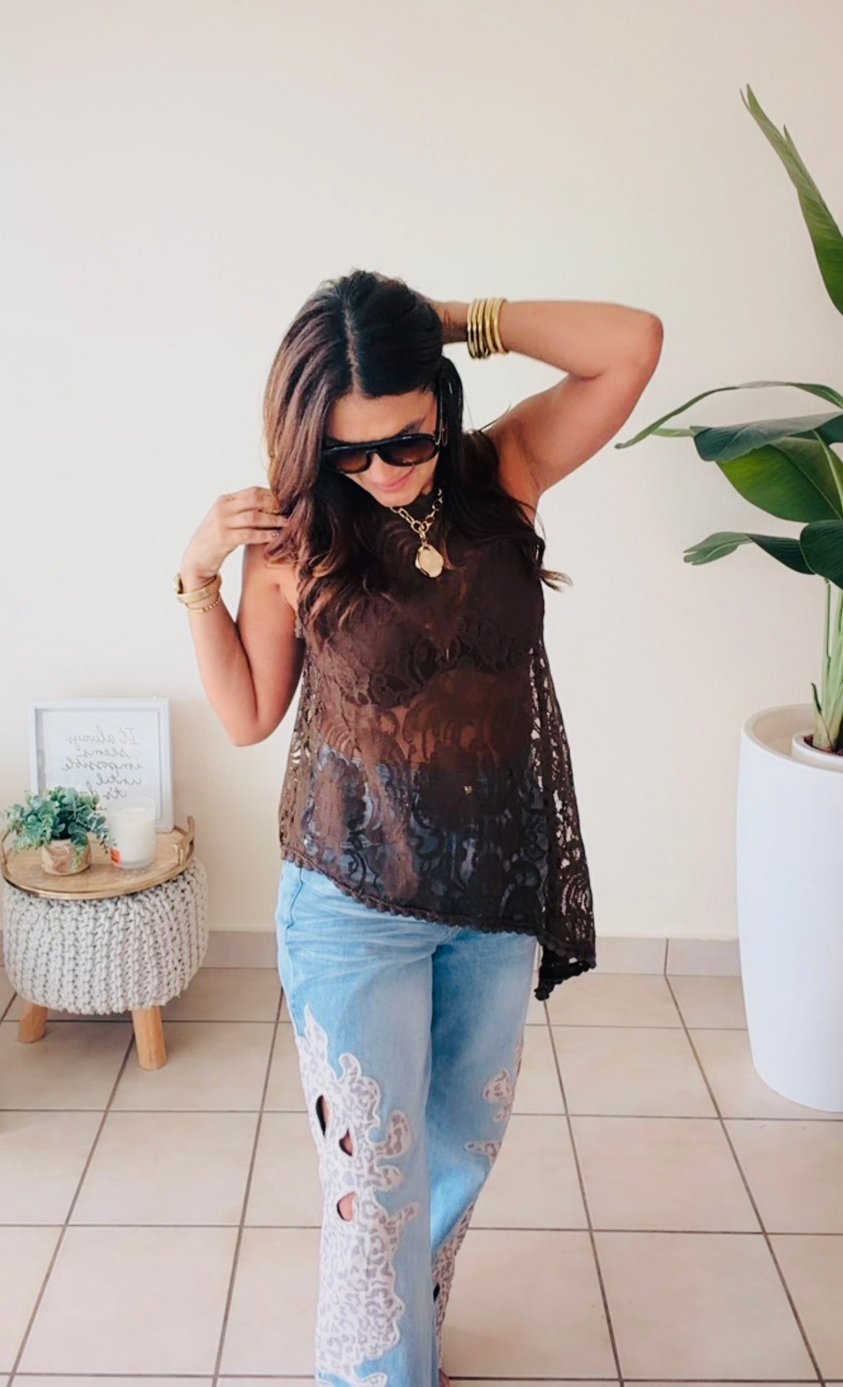 Chocolate Lace Top/ Italian
