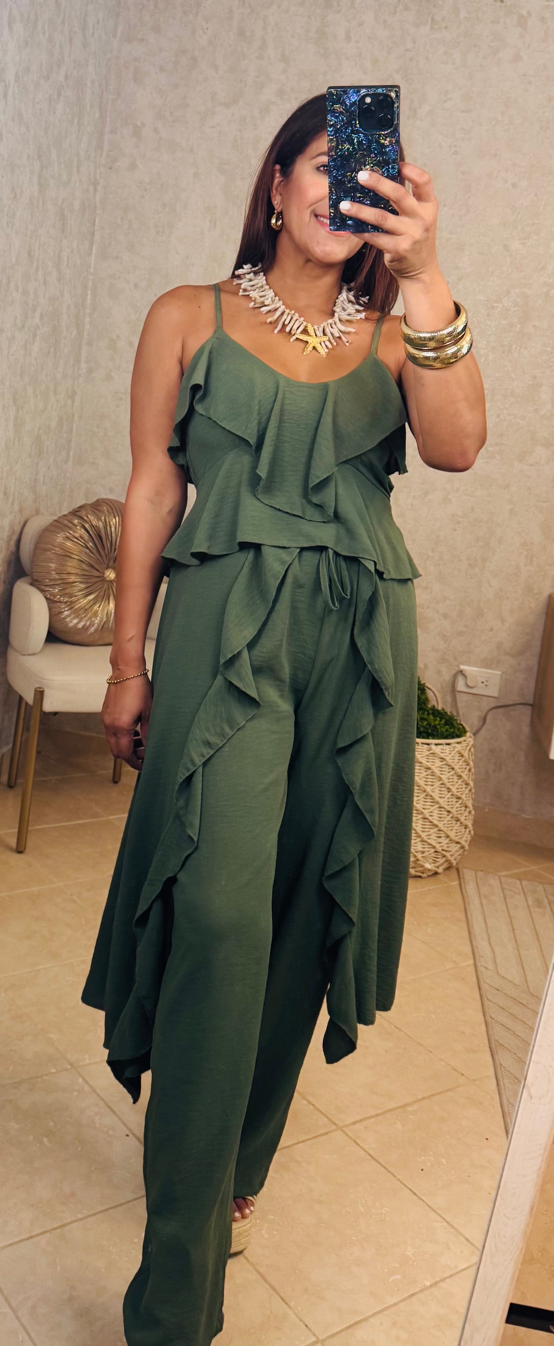 Green Ruffle Set