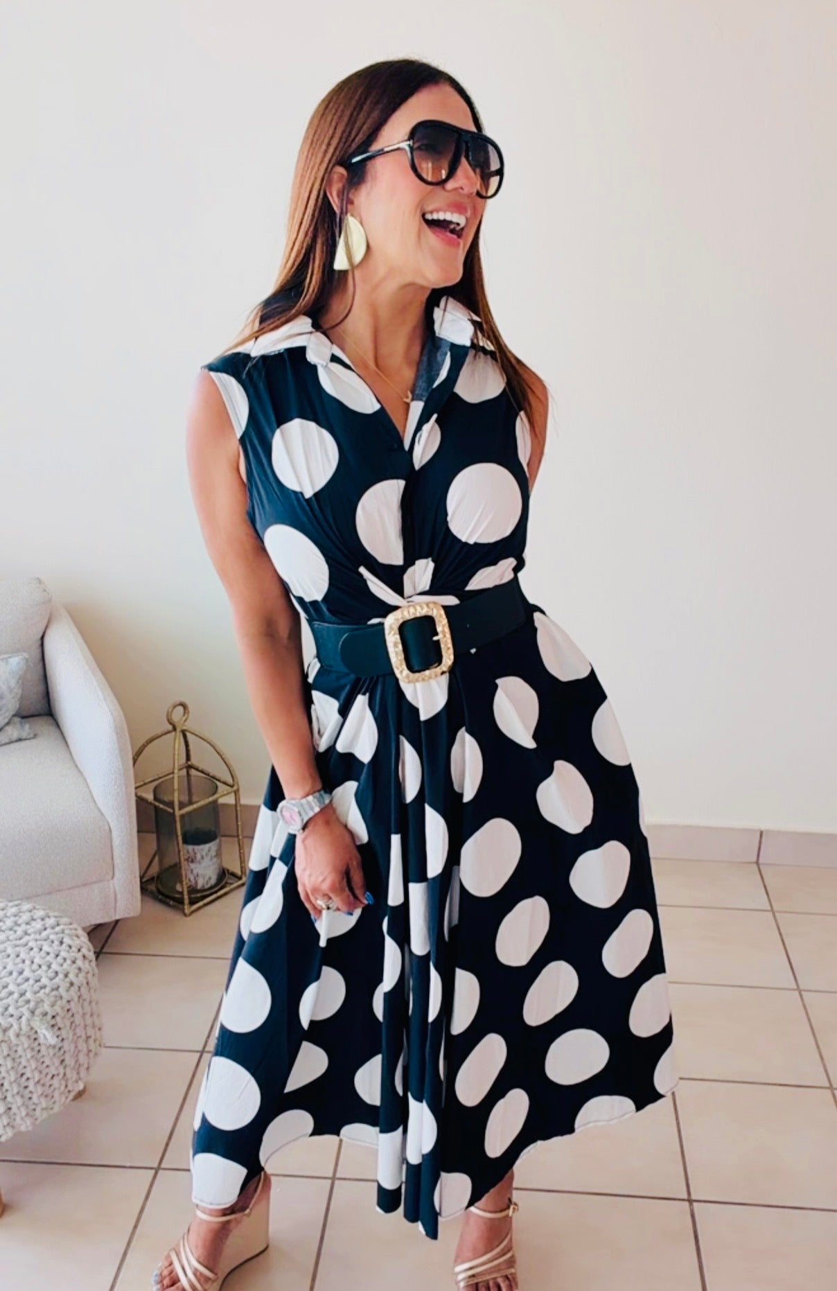 Black and White Polka Dress/Italian