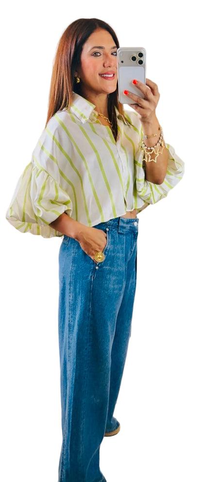 Puff Sleeve Cropped Blouse