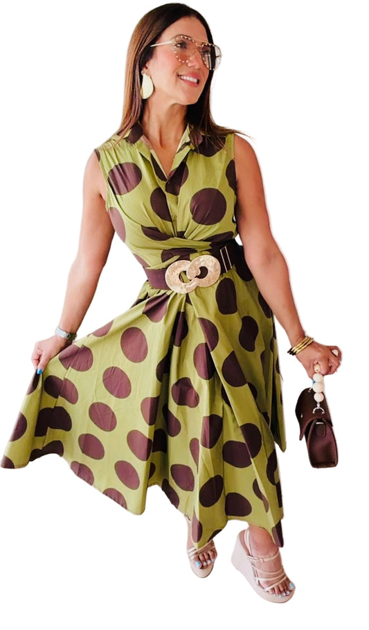 Olive/ Choco Italian Dress