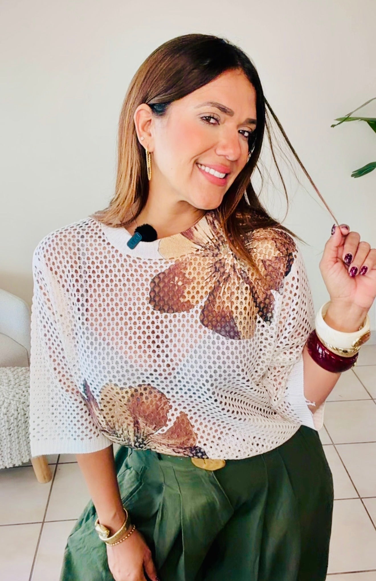 Beige Flower Top