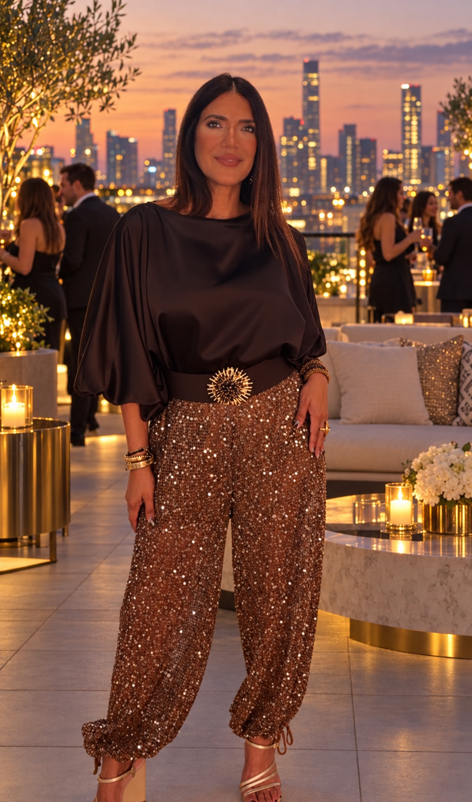 Cocoa Sequin Aladino Pants / Italian