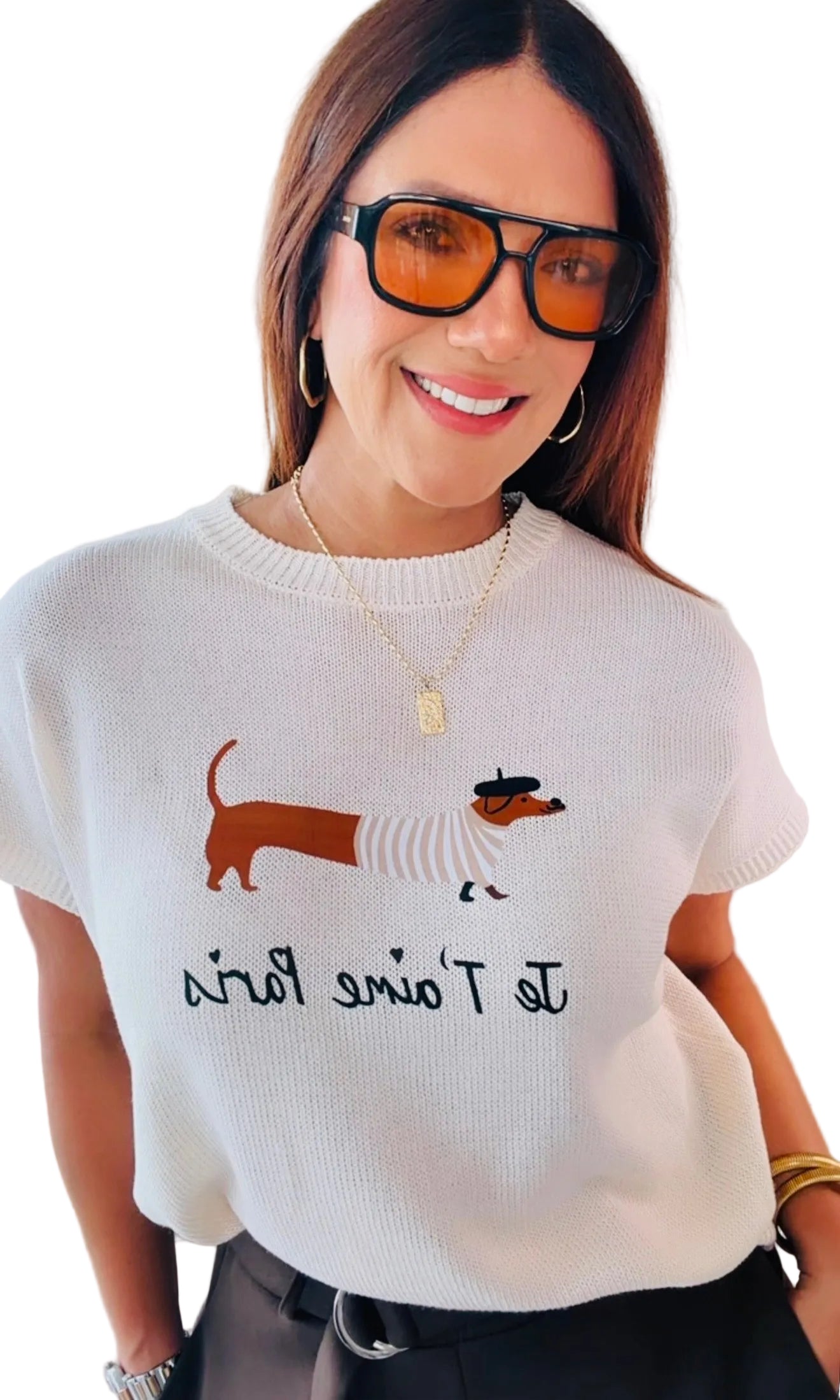 🐾 Paris Pup Knit Top/Italian
