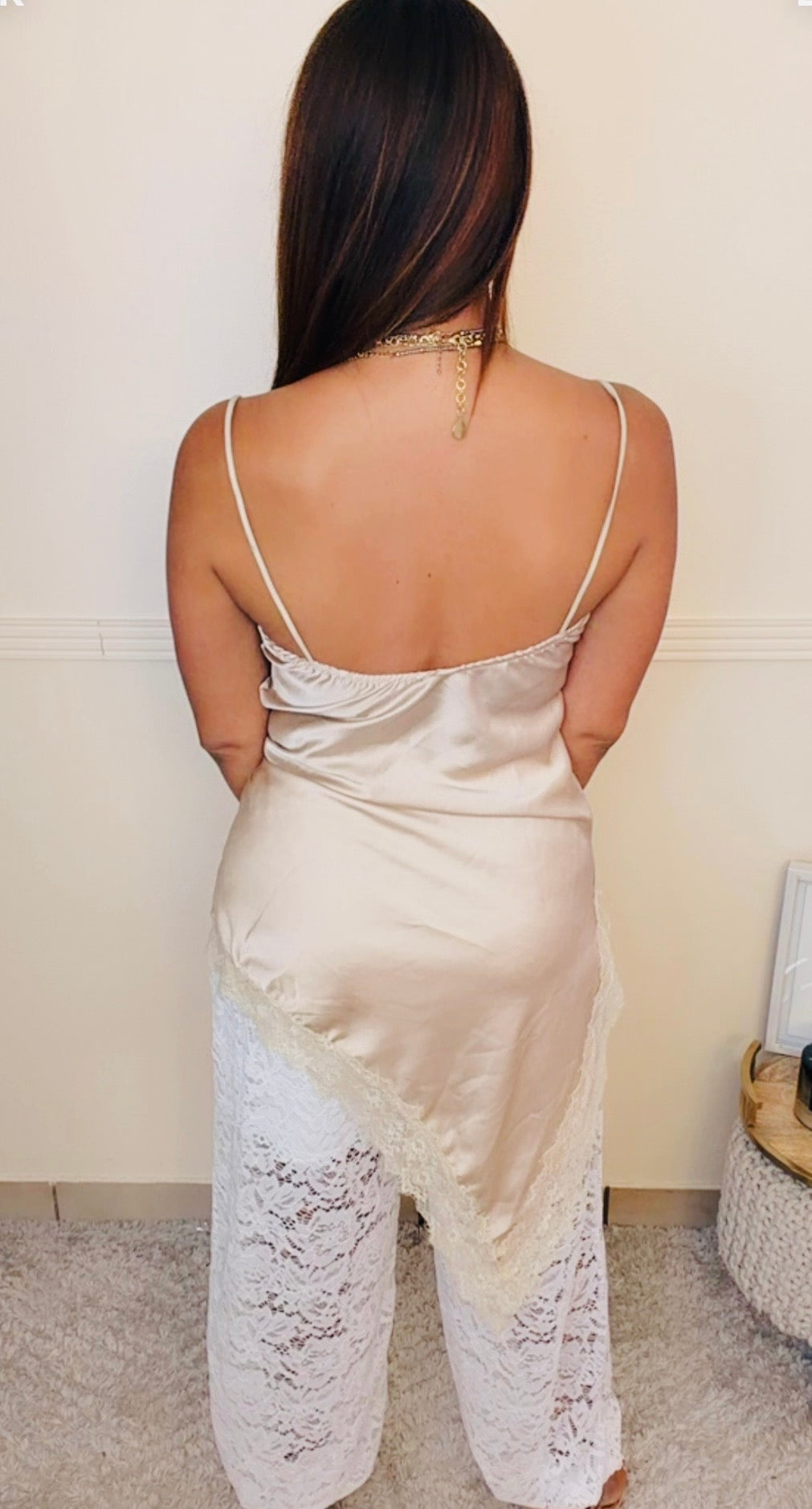 Asymmetric champagne Blouse / Italian