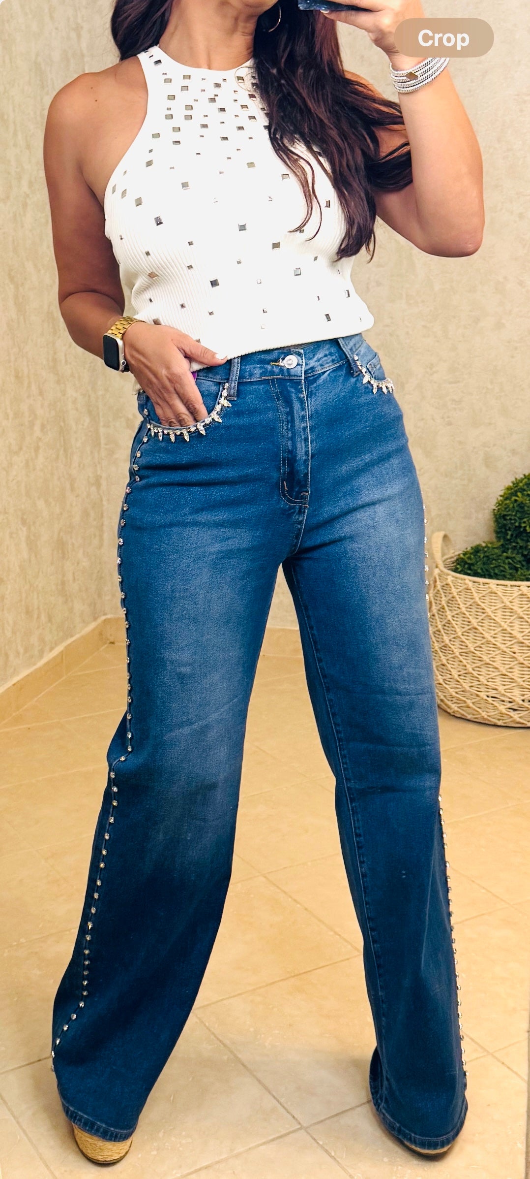 Rhinestone Glow Denim