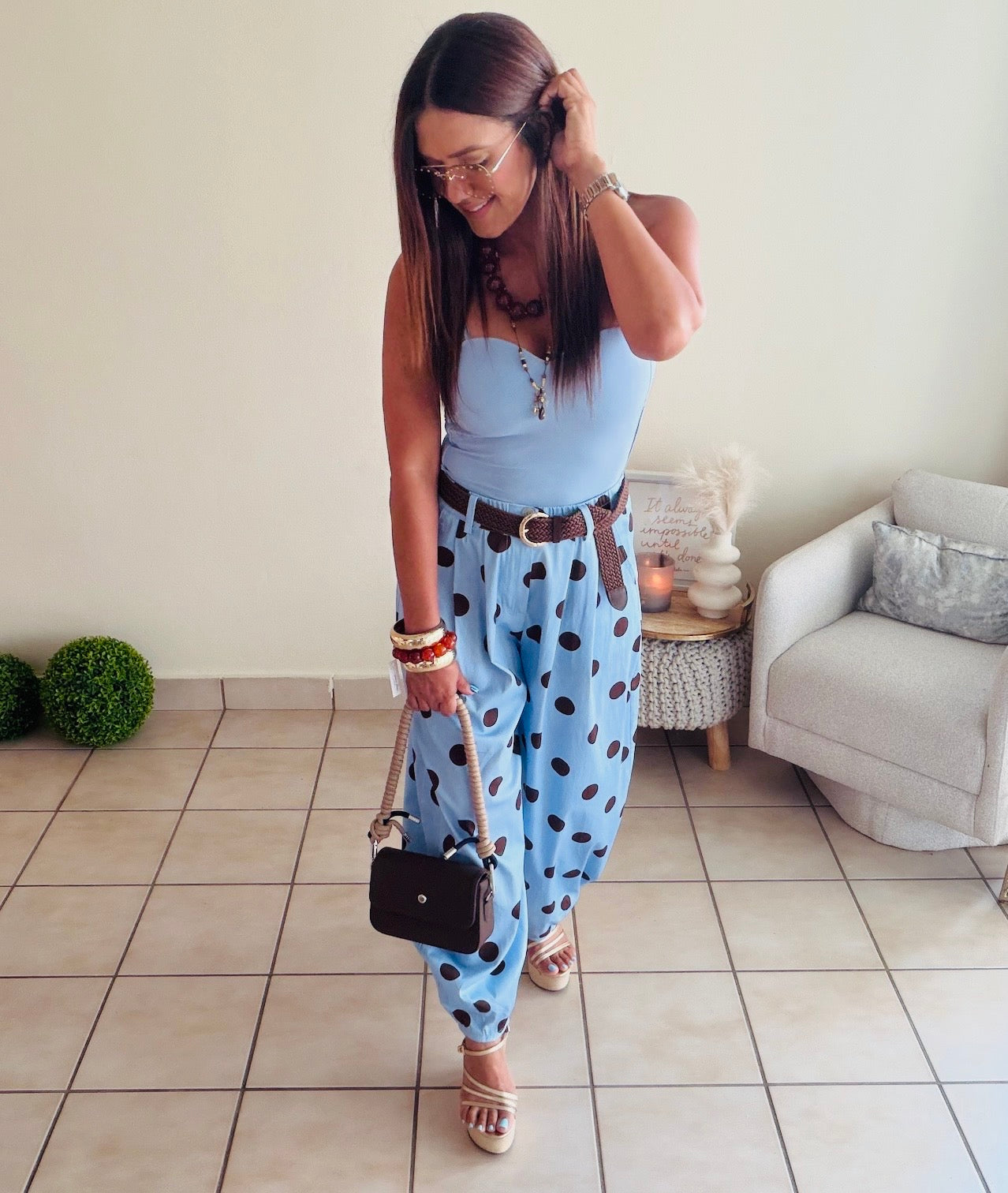 Polkadots babe blue pants