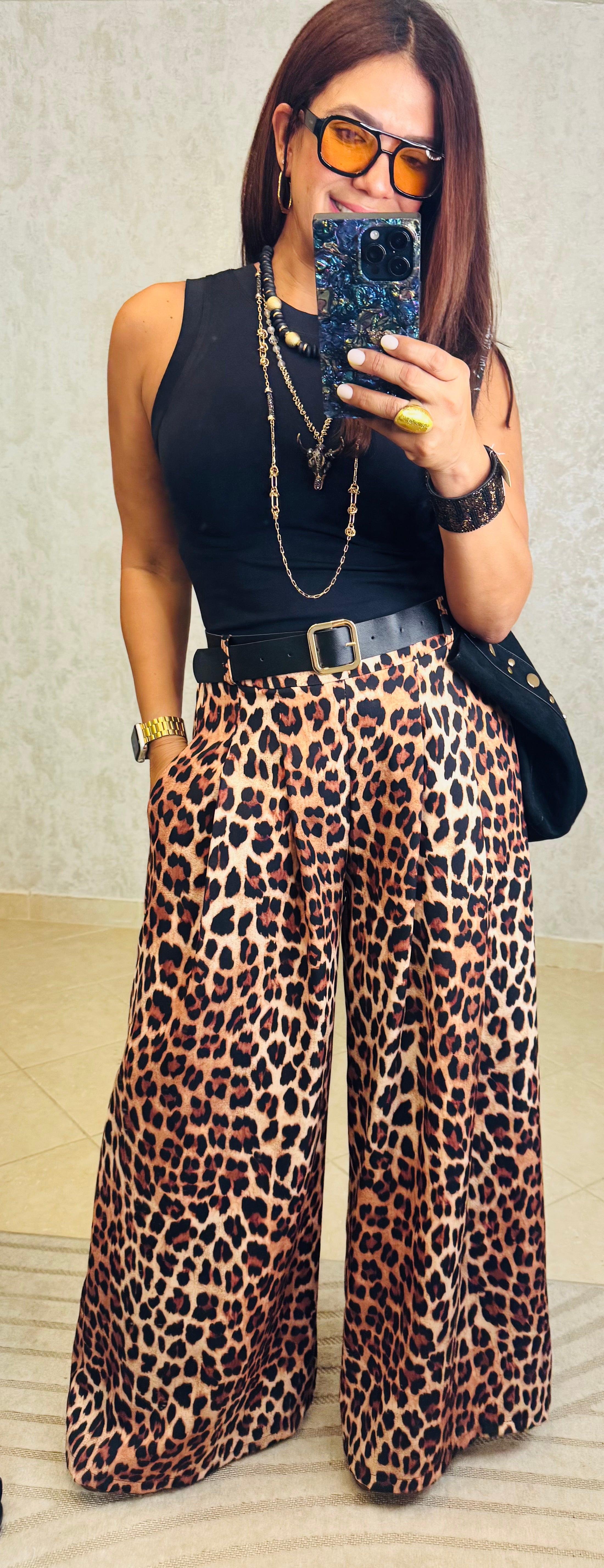 Wide-Leg Animal Print
