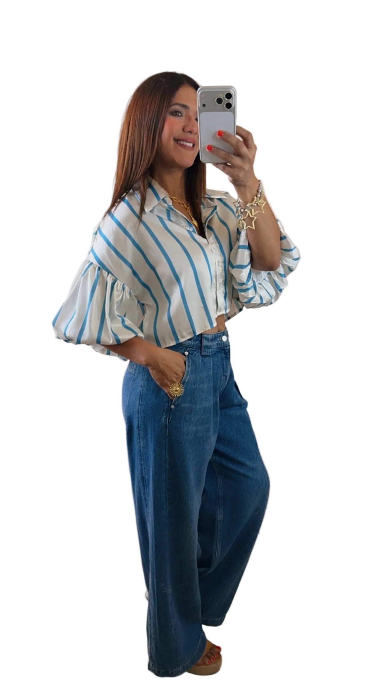 Puff Sleeve Cropped Blouse