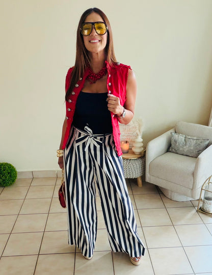 Striped Blue bow Pants