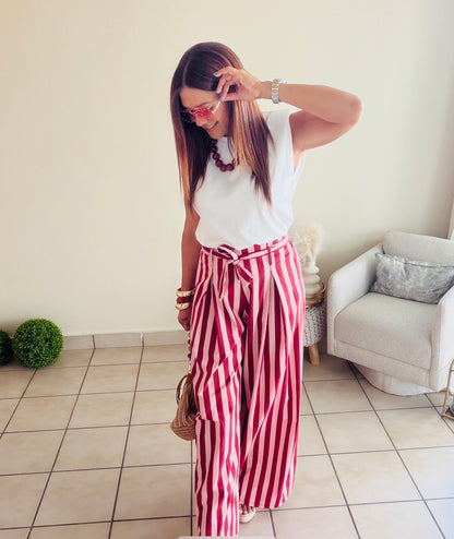 Striped Bow Red Pants