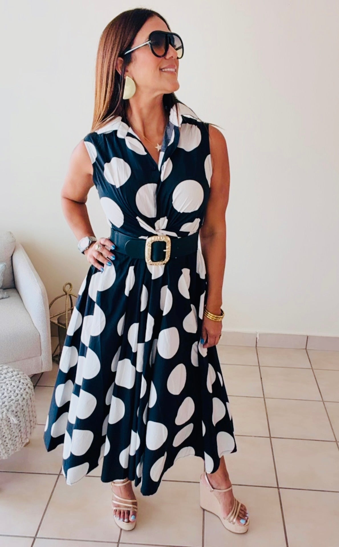 Black and White Polka Dress/Italian