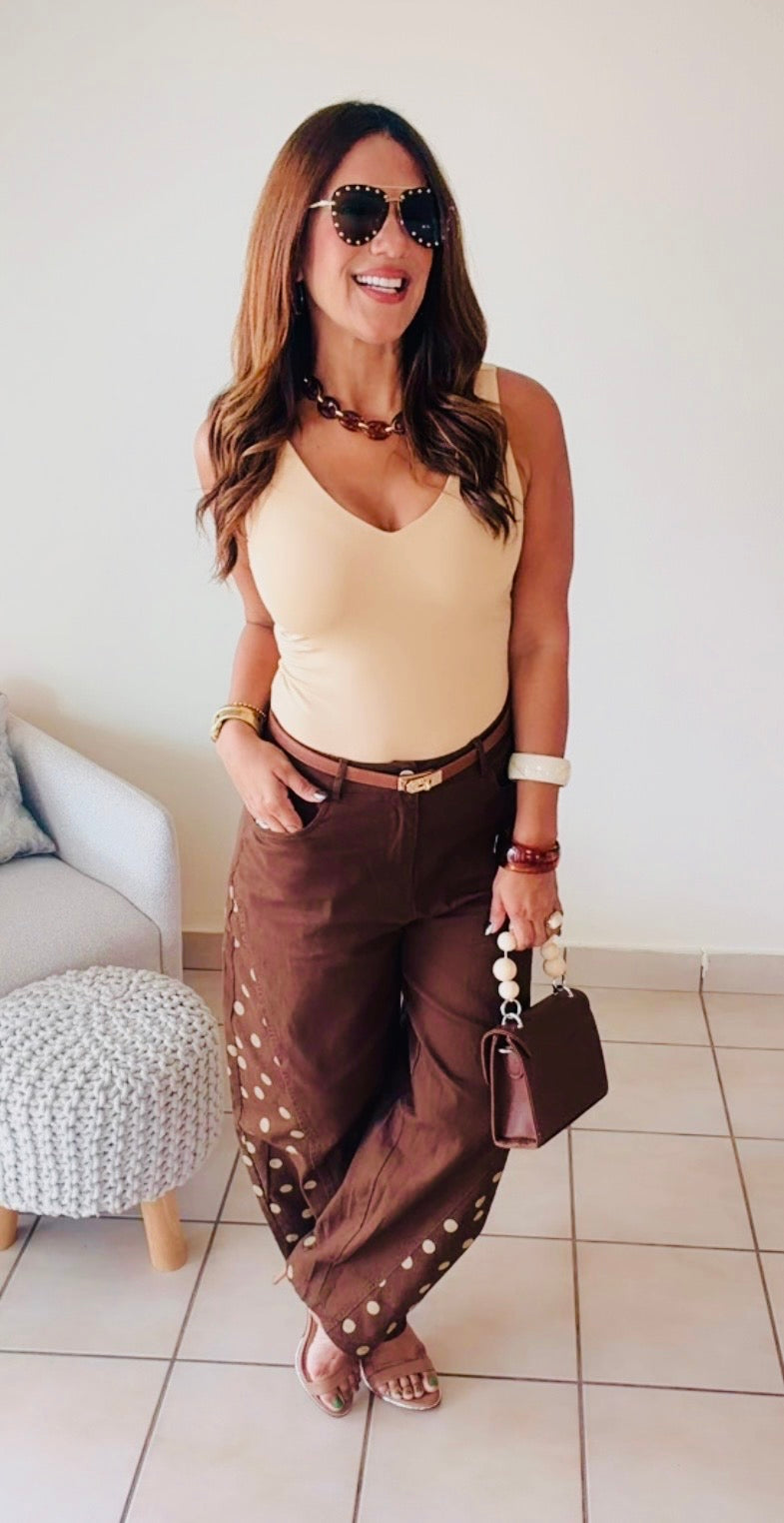 Mocha Dots Barrel Pants